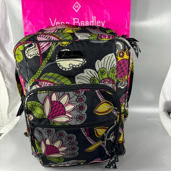 Vera Bradley Moon Blooms Nylon Backpack Black Pink Green Floral Vera Bradley Moon Blooms Nylon Backpack Black Pink Green  main image 4